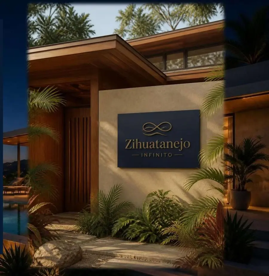 Acceso a la villa con señalética Zihuatanejo Infinito