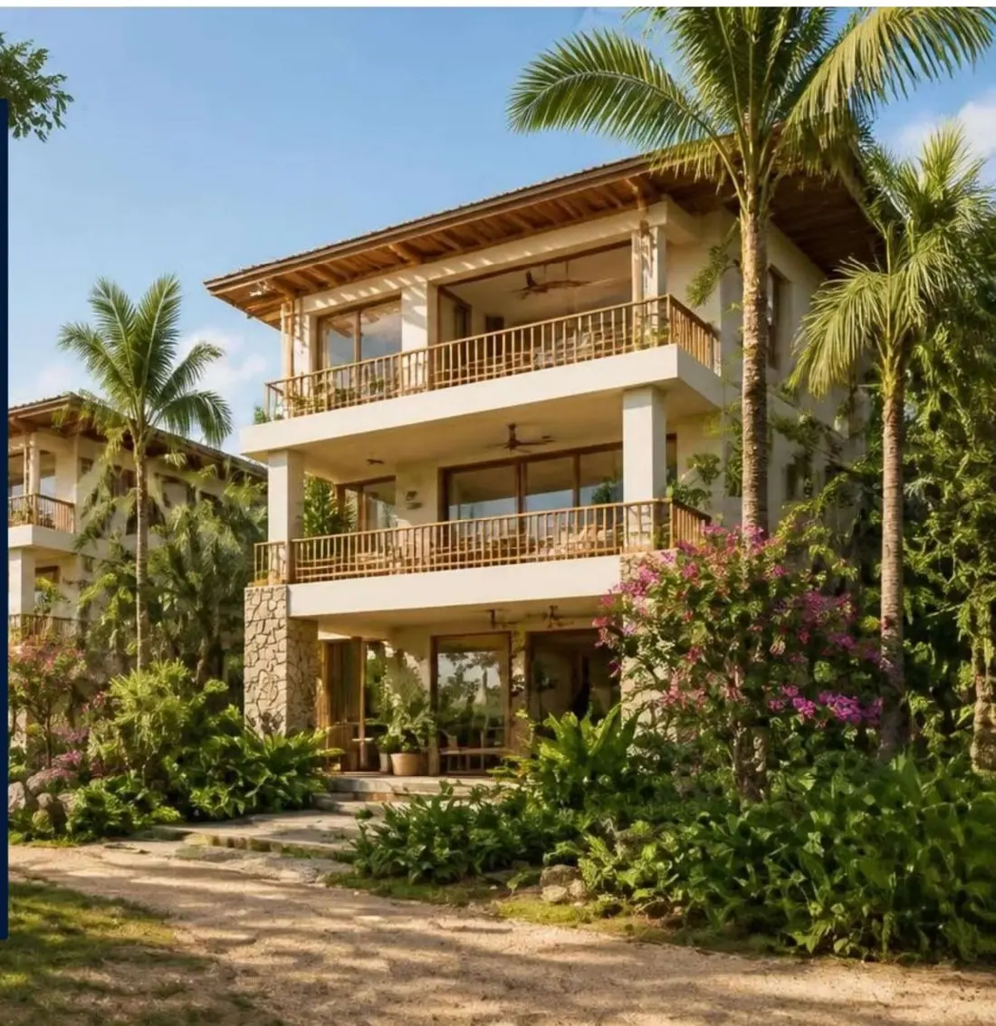 Villa tropical moderna rodeada de palmeras
